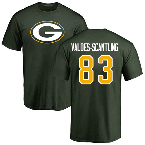 Men Green Bay Packers Green #83 Valdes-Scantling Marquez Name And Number Logo Nike NFL T Shirt->nfl t-shirts->Sports Accessory